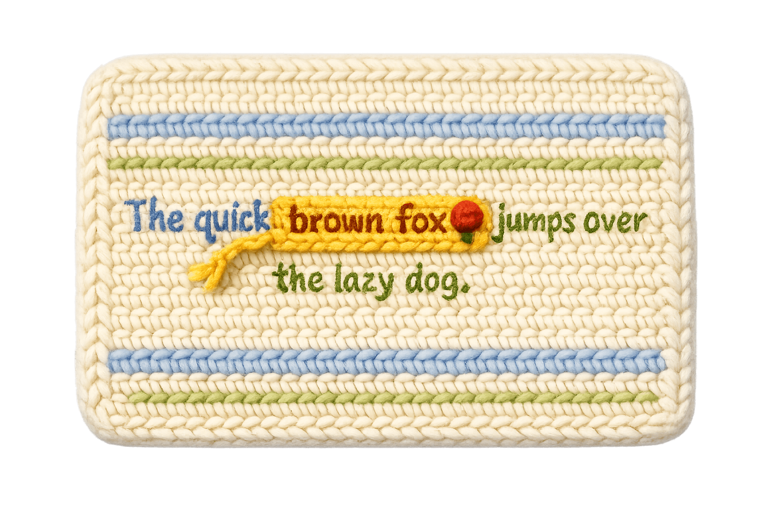 A crochet page with a yellow highlight box around a short phrase